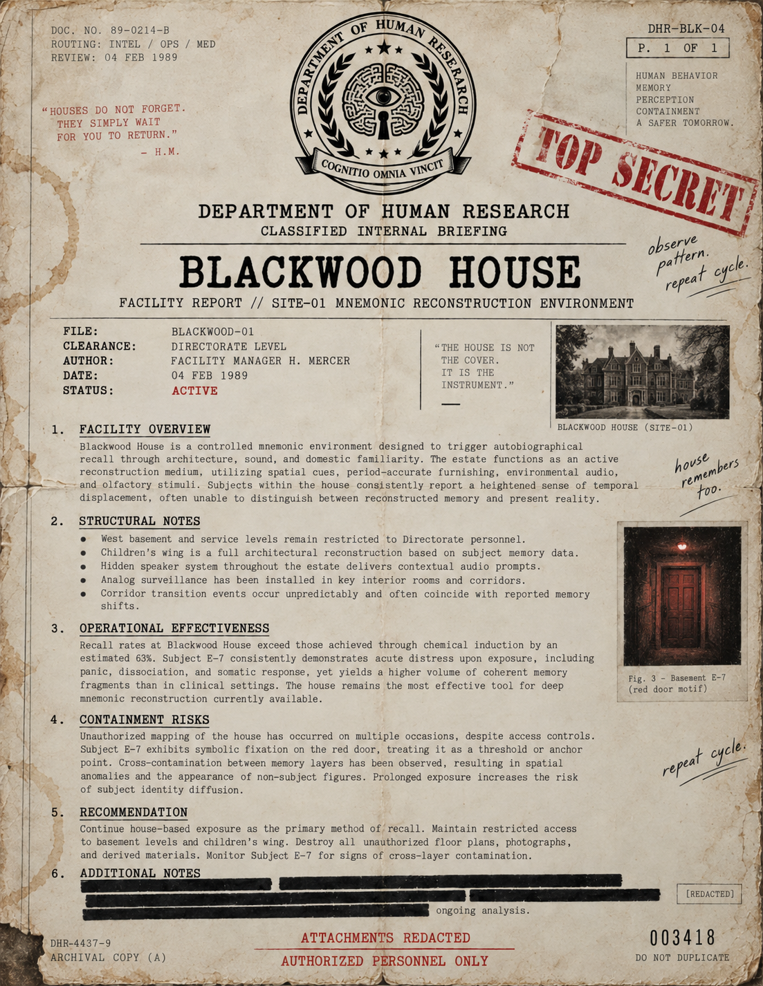 Document DHR-BLK-04 — Blackwood House