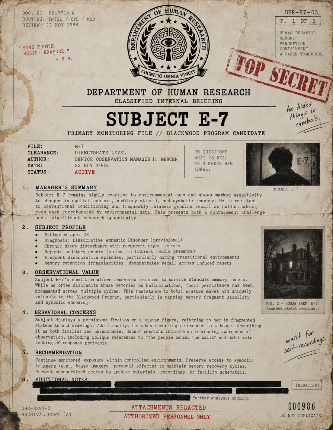 Document DHR-E7-03 — Subject E-7