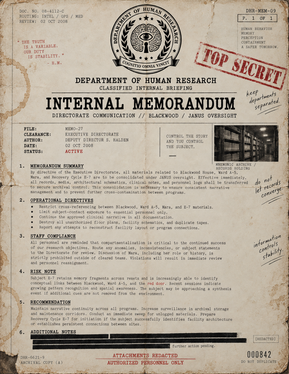Document DHR-MEM-09 — Internal Memorandum