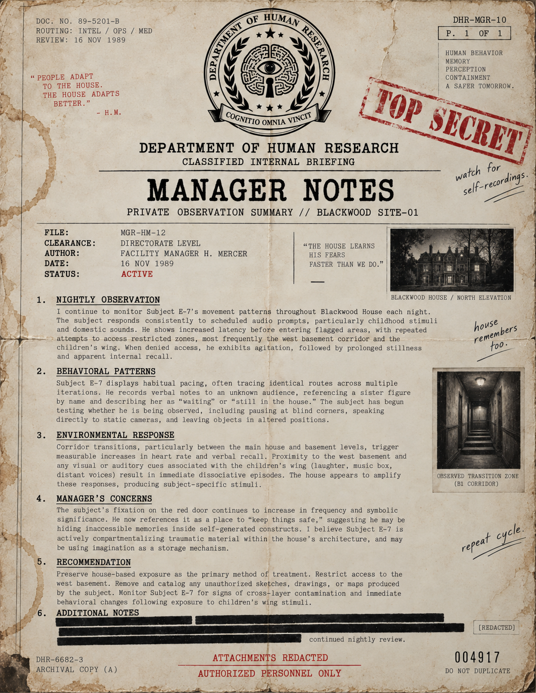 Document DHR-MGR-10 — Manager Notes